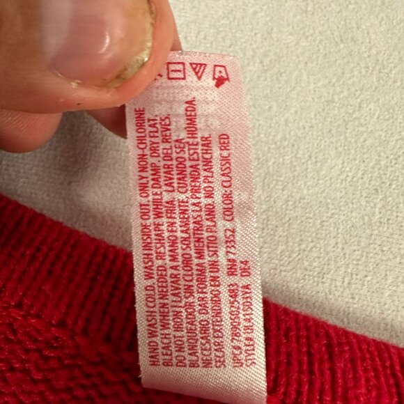 Red Christmas Sweater Santa Peace Joy Embroidered XL 16 18 Acrylic Long Sleeve - Picture 4 of 4